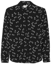 schwarzes und weißes bedrucktes Businesshemd von Kitsune