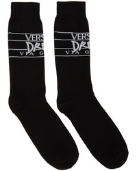 schwarzes und weißes bedrucktes Einstecktuch von Versace