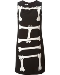 schwarzes und weißes bedrucktes gerade geschnittenes Kleid von Moschino