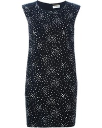 schwarzes und weißes bedrucktes gerade geschnittenes Kleid von Saint Laurent