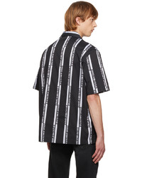 schwarzes und weißes bedrucktes Kurzarmhemd von VERSACE JEANS COUTURE
