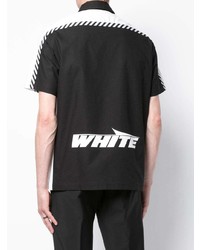 schwarzes und weißes bedrucktes Kurzarmhemd von Off-White