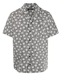 schwarzes und weißes bedrucktes Kurzarmhemd von Dolce & Gabbana