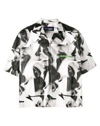 schwarzes und weißes bedrucktes Kurzarmhemd von DSQUARED2