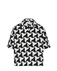 schwarzes und weißes bedrucktes Kurzarmhemd von Fashion Concierge Vip