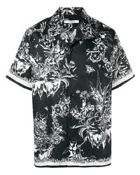 schwarzes und weißes bedrucktes Kurzarmhemd von Givenchy