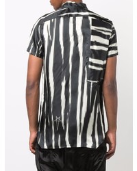 schwarzes und weißes bedrucktes Kurzarmhemd von Rick Owens