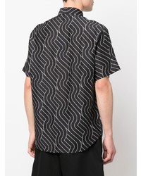 schwarzes und weißes bedrucktes Kurzarmhemd von Emporio Armani