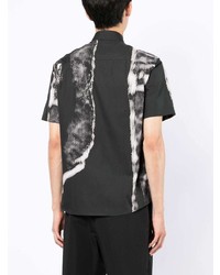 schwarzes und weißes bedrucktes Kurzarmhemd von Dunhill