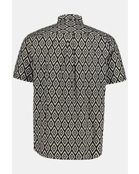 schwarzes und weißes bedrucktes Kurzarmhemd von JP1880