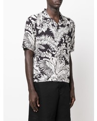 schwarzes und weißes bedrucktes Kurzarmhemd von Palm Angels