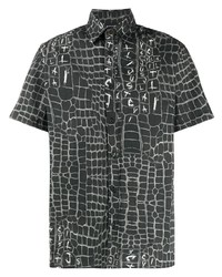 schwarzes und weißes bedrucktes Kurzarmhemd von Just Cavalli