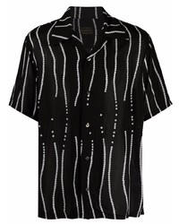 schwarzes und weißes bedrucktes Kurzarmhemd von KAPITAL