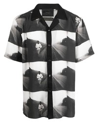 schwarzes und weißes bedrucktes Kurzarmhemd von Limitato