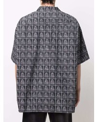 schwarzes und weißes bedrucktes Kurzarmhemd von Maison Mihara Yasuhiro