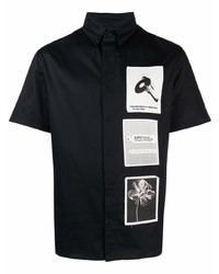 schwarzes und weißes bedrucktes Kurzarmhemd von Misbhv