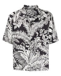 schwarzes und weißes bedrucktes Kurzarmhemd von Palm Angels