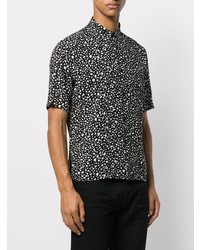 schwarzes und weißes bedrucktes Kurzarmhemd von Saint Laurent