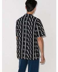 schwarzes und weißes bedrucktes Kurzarmhemd von Valentino