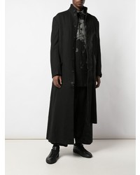 schwarzes und weißes bedrucktes Langarmhemd von Yohji Yamamoto