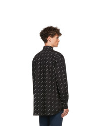 schwarzes und weißes bedrucktes Langarmhemd von Balenciaga