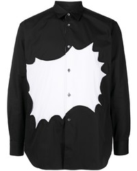 schwarzes und weißes bedrucktes Langarmhemd von Comme Des Garcons SHIRT