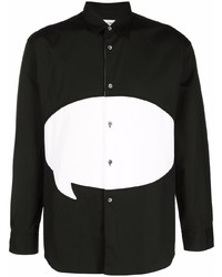 schwarzes und weißes bedrucktes Langarmhemd von Comme Des Garcons SHIRT