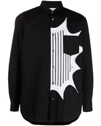 schwarzes und weißes bedrucktes Langarmhemd von Comme Des Garcons SHIRT