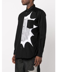 schwarzes und weißes bedrucktes Langarmhemd von Comme Des Garcons SHIRT