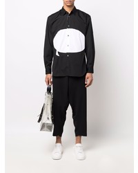 schwarzes und weißes bedrucktes Langarmhemd von Comme Des Garcons SHIRT