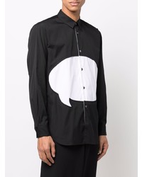 schwarzes und weißes bedrucktes Langarmhemd von Comme Des Garcons SHIRT