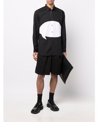 schwarzes und weißes bedrucktes Langarmhemd von Comme Des Garcons SHIRT