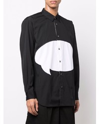 schwarzes und weißes bedrucktes Langarmhemd von Comme Des Garcons SHIRT