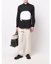 schwarzes und weißes bedrucktes Langarmhemd von Comme Des Garcons SHIRT