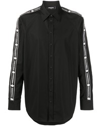 schwarzes und weißes bedrucktes Langarmhemd von DSQUARED2
