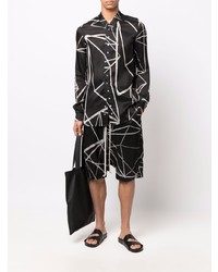 schwarzes und weißes bedrucktes Langarmhemd von Rick Owens