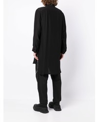 schwarzes und weißes bedrucktes Langarmhemd von Yohji Yamamoto