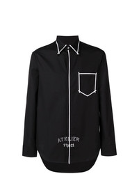 schwarzes und weißes bedrucktes Langarmhemd von Maison Margiela