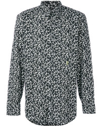 schwarzes und weißes bedrucktes Langarmhemd von Marc Jacobs