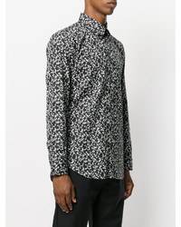 schwarzes und weißes bedrucktes Langarmhemd von Marc Jacobs