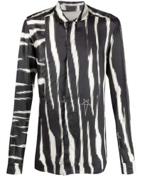 schwarzes und weißes bedrucktes Langarmhemd von Rick Owens