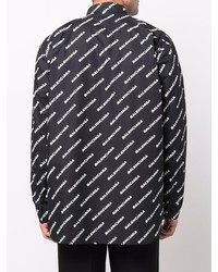 schwarzes und weißes bedrucktes Langarmhemd von Balenciaga
