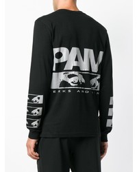 schwarzes und weißes bedrucktes Langarmshirt von Pam Perks And Mini