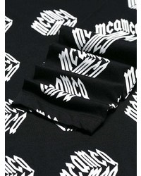 schwarzes und weißes bedrucktes Langarmshirt von McQ Alexander McQueen