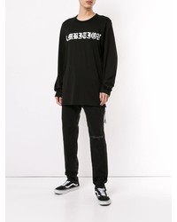 schwarzes und weißes bedrucktes Langarmshirt von Mastermind World