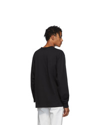 schwarzes und weißes bedrucktes Langarmshirt von Alexander Wang