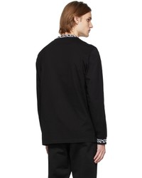 schwarzes und weißes bedrucktes Langarmshirt von Versace