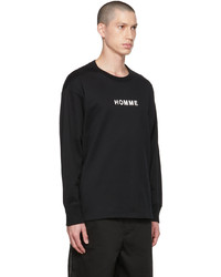 schwarzes und weißes bedrucktes Langarmshirt von Comme des Garcons Homme