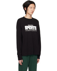 schwarzes und weißes bedrucktes Langarmshirt von Sporty & Rich