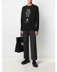 schwarzes und weißes bedrucktes Langarmshirt von Undercover